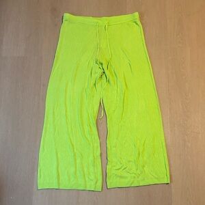 NWT CHAOUICHE Women's Knit Bright Neon Green Pants size Large